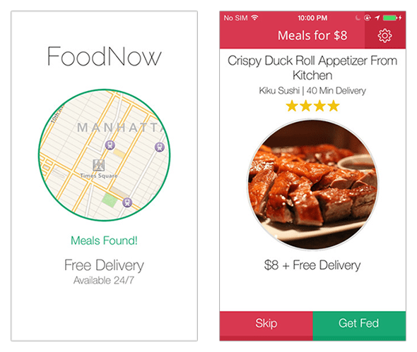 アメリカのフードデリバリーサービスのアプリ、FoodNow。